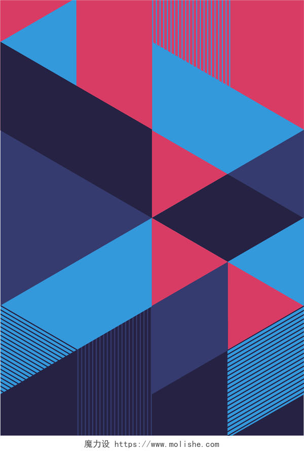 蓝色几何元素立体书籍封面背景